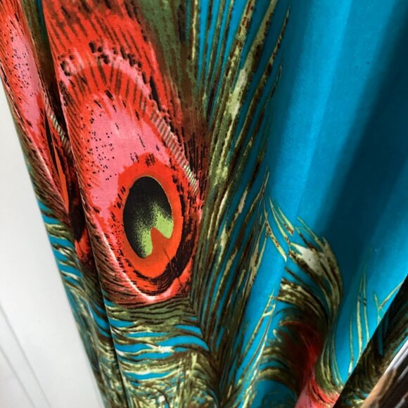 NWOT Turquoise Peacock Maxi Summer Dress | Versatile Festival Carnival Beachwear - Picture 9 of 11